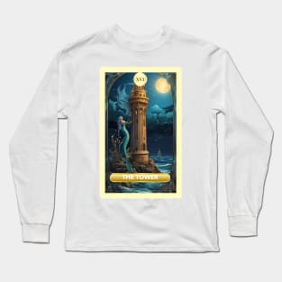 The Tower Card From the Light Mermaid Tarot Deck. Long Sleeve T-Shirt